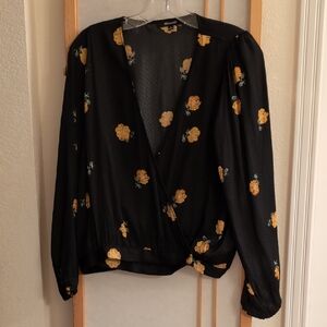 Madewell Black Floral Blouse